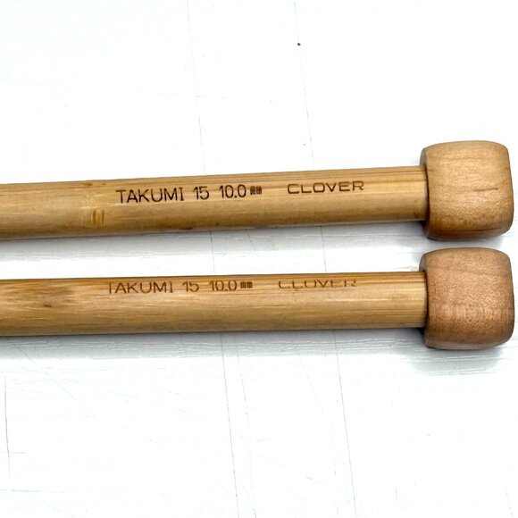 Clover 15 10mm Takumi Bamboo Single Point Knitting Needles 14" 35cm Japan - Picture 2 of 2